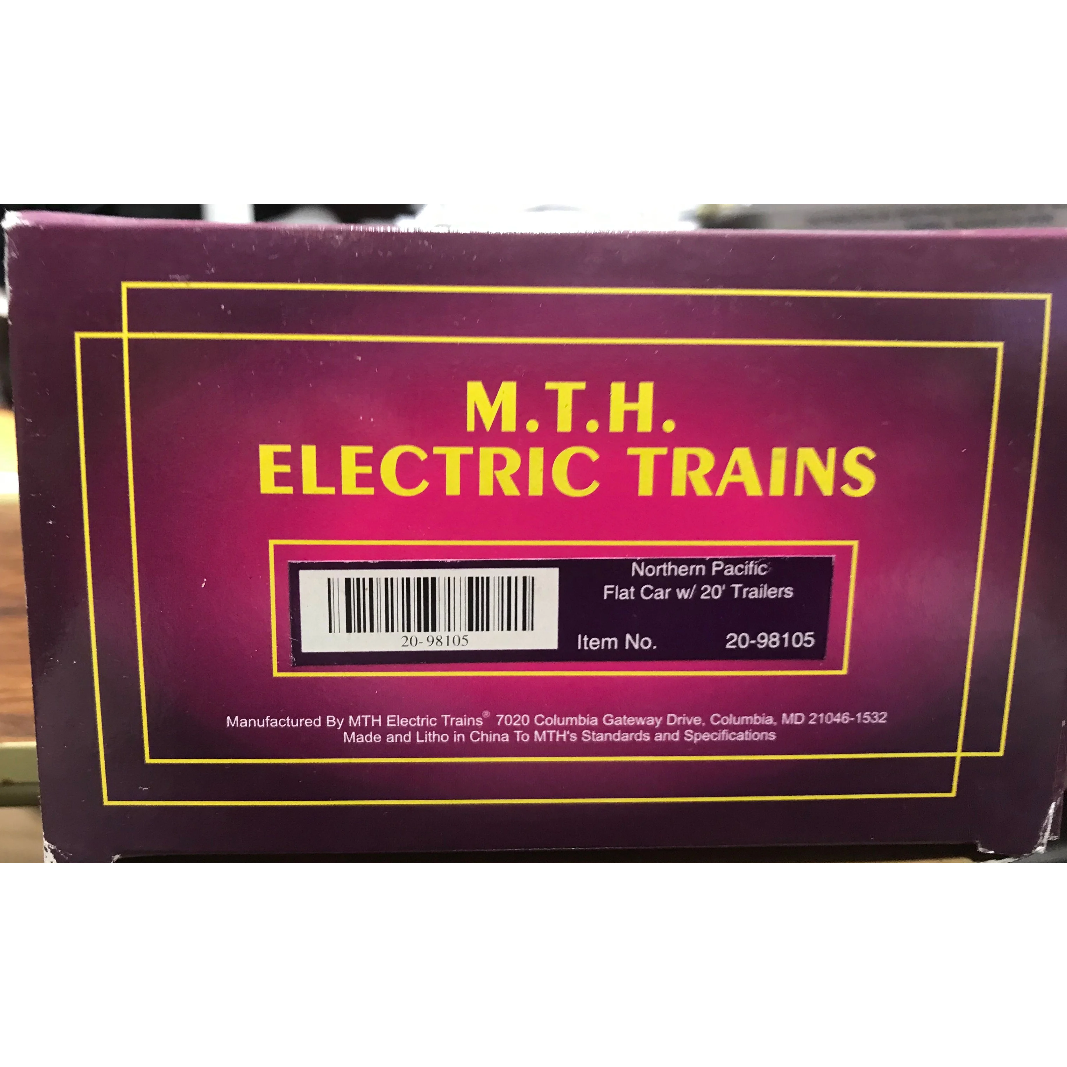 MTH Northern Pacific Flat Car w/20' Trailer Item No 20-98105 Box — photo 3